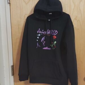 Juice WRLD Black Hoodie Multicolor Graphic Rose Sweatshirt